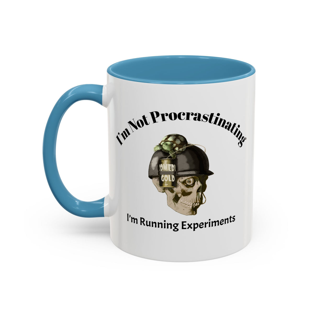 Coffee Mug — “I’m Not Procrastinating, I’m Running Experiments” Skull Design